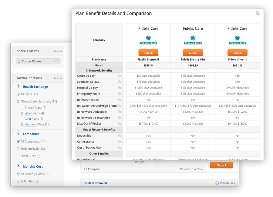 Healthcare Quote Engine Search, Filter and Comparison