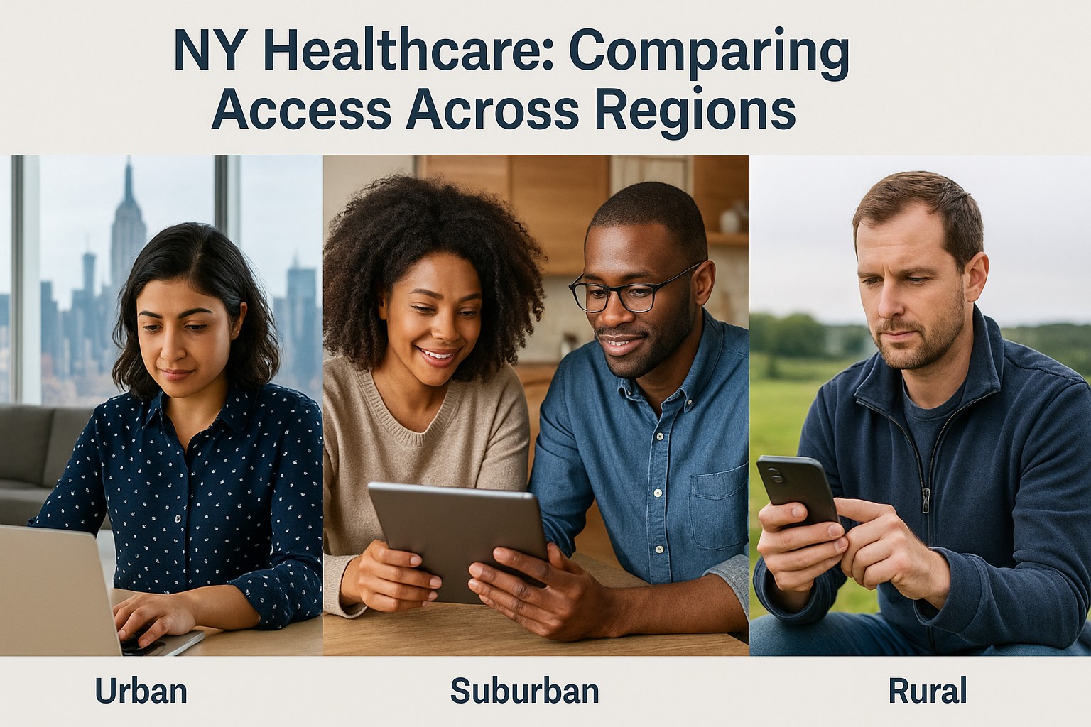 New Yorkers in different regions—city, suburbs, and rural—reviewing coverage