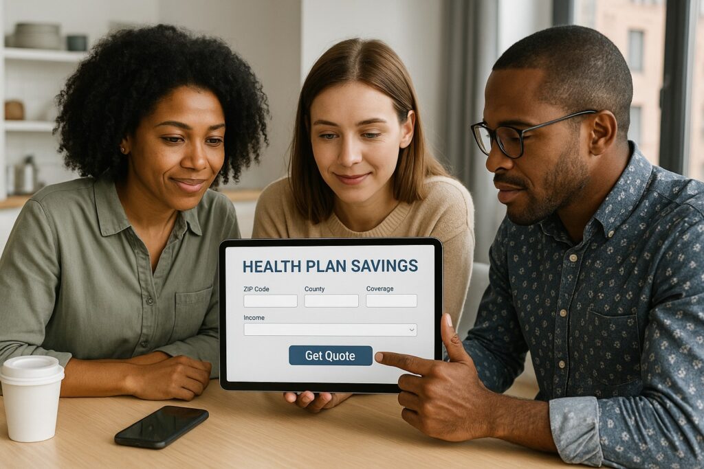NYC residents comparing health plan savings using a digital quote tool