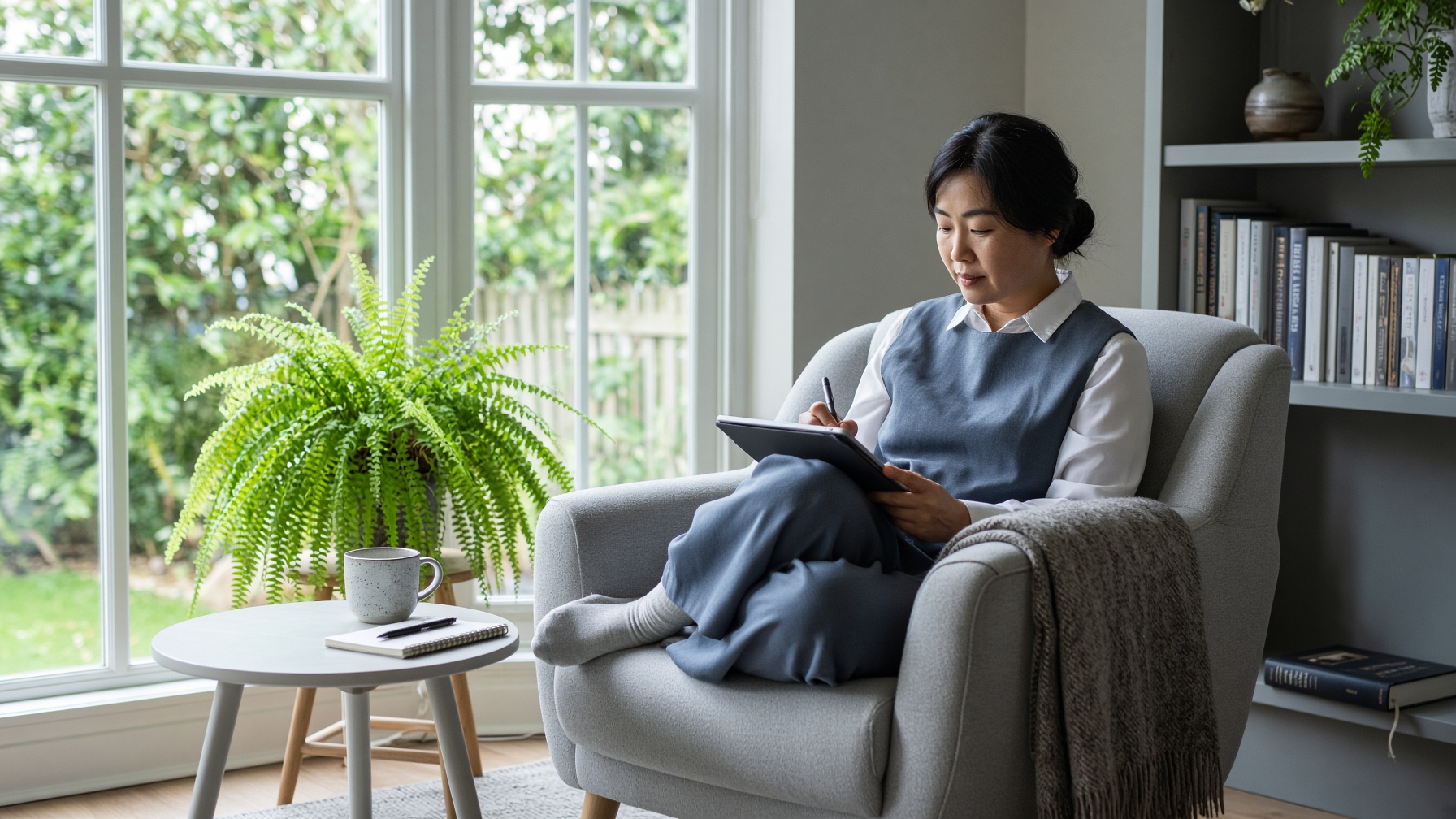 New York resident working out what health insurance will actually cost her per month